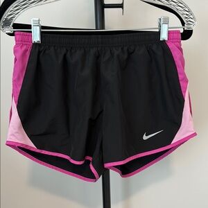 Nike Black and Pink Athletic Shorts with Lightweight Design